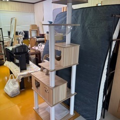 🐾 ナチュラル木目がおしゃれなキャットタワー｜多機能・美品の画像