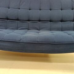 リユースのサカイ栃木店★ジモティ割あり★  ソファー※訳あり！座面へこみ有※ ネイビー W151×D60×H80 クリーニング済み TC12124の画像