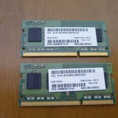 中古SAMSUNGメモリー4GB×2枚合計8GB PC3-12800S 1225の画像