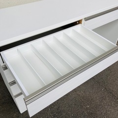 カウンター　ホワイト　横幅160cm　ゴミ箱収納スペース付　キッチンカウンター　オフィスカウンター　の画像