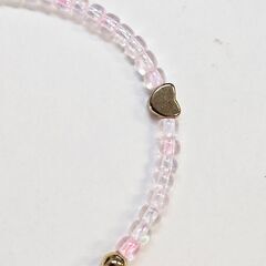 ハンドメイド パステルビーズブレスレット 18.5cm ハート＆マーメイドチャーム 可愛い プレゼントにもの画像