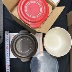 1139😸 ガラスキャセロール レンジでごはんボウル キッチン用品 ４点セット フェリシモ N185 R013の画像