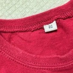 【着画あり】ベビートップス オフショル 女の子 80cm ワインレッドの画像