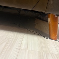 2人掛け ブラウン アンティーク レザーソファーの画像