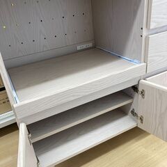 A-974【リユースのサカイ野々市店】ジモティ来店特価‼ レンジ台 木製 木目調 ホワイト クリーニング済みの画像