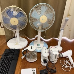 Fan, Electric kettle, hair dryer, face  steamer, kitchen weighing machine, table lamp, stiching machine の画像