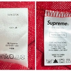 【希少 レア】 　シュプリーム Supreme スウェット トレーナー Scatter Text Crewneck レッド 赤 総柄 アルファベット ロゴ Tシャツ L コットン 綿 100％ 19awの画像