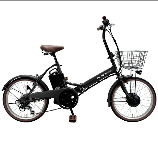 【未使用】P-206E　電動折りたたみ自転車20インチ カゴ付き