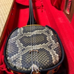 三線　三味線　バチ　ケースセット　中古美品の画像