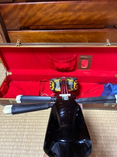 三味線 ケース付き！【中古品】 三線三味線バチケースセット中古美品 (南部人) 安里の弦楽器、ギターの