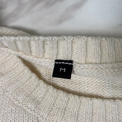 アイボリー・ネイビー ストライプ ニットセーターメンズMの画像