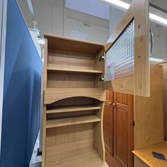 《リユースマン倉敷》スリム食器棚 木目ナチュラル キッチン収納  棚の画像