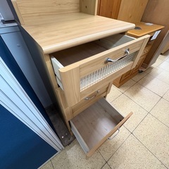 《リユースマン倉敷》スリム食器棚 木目ナチュラル キッチン収納  棚の画像