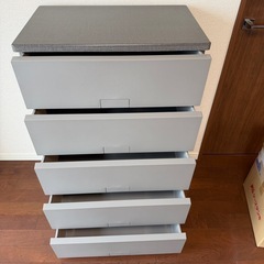 【天馬】グレー プラスチック製 5段チェストの画像