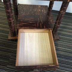 ○樺細工 物置台 花瓶台 サイズ30×36×36㎝  キャスター 引き出し付 和風 インテリア 和室 コレクション 木製 工芸 中古品(NF251225)560-9-②(45)の画像