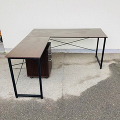 L字デスク　机　コーナーデスク　オフィスデスク　サイドキャビネット　の画像