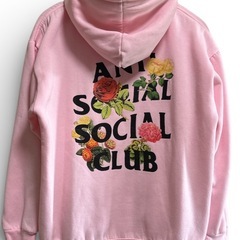 アンチソーシャル・ソーシャル・クラブのピンク フード付きパーカーLサイズの画像