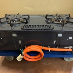 LPガス★Paloma★パロマ ガスコンロ IC-N86BS-R 二口コンロ 水無しグリル 2017年製 の画像