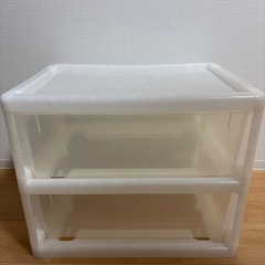 【状態良好】2段衣装ケース（白）幅54cm クローゼット収納【目立つ傷なし】の画像