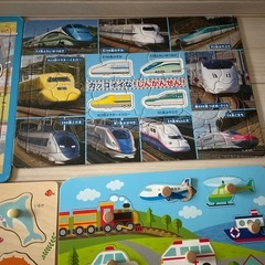 乗り物　働く車　電車パズル　木製パズルの画像