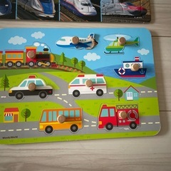 乗り物　働く車　電車パズル　木製パズルの画像