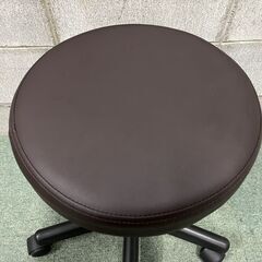 スツール 回転 昇降 キャスター 椅子 チェア ブラウン 直径50cm（シート33cm）×高さ40cm～51cmの画像