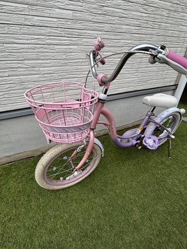 16インチ自転車女の子ピンク (白柴) 東川口の自転車の中古あげます