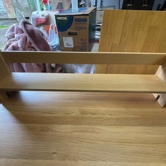 【リサイクルサービス八光】幅110㎝　無印良品　木製デスク置き棚付きの画像