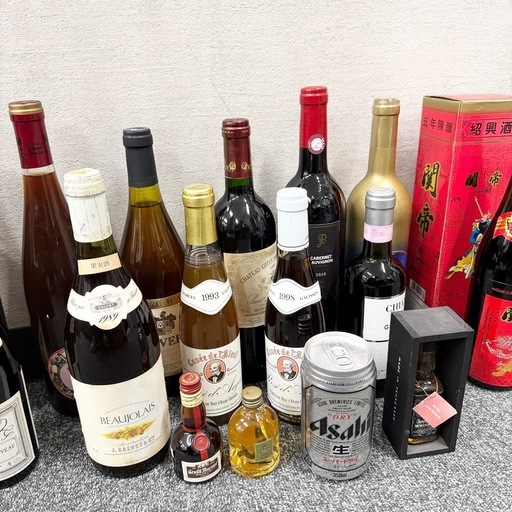 17本 お酒まとめ ワイン ウィスキー ビール 紹興酒など 液漏れ 液面