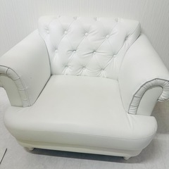 ソファー1人掛け/猫脚ソファー/白/の画像