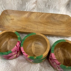 フィリピン製　木製トレイとカップの画像