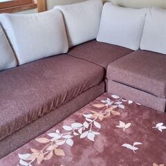 ソファセット/2人・コーナー・1人・オットマンの4点セット/置き方自由・少々難ありの画像