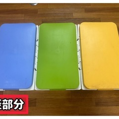 【無料】3連分別ダストボックス（青緑黄蓋）一部部品欠品ありの画像