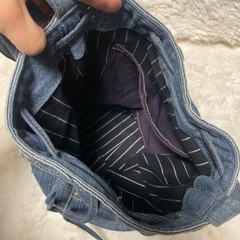 デニム リメイク巾着ショルダーバッグの画像