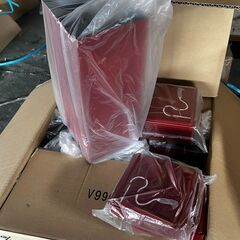 オリカ産業製　プラ製重箱　赤和紙むすび　蓋つき　14.5ｃｍ　たくさんあります。の画像