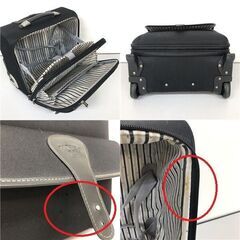 ss8140　ENTREE ソフトキャリーケース 黒 ジッパー式 2輪 横型 スーツケース ブラック 旅行バッグ 鞄 キャリーバッグ ハンドル伸縮可 トラベル 出張 ソフトキャリー 中古の画像