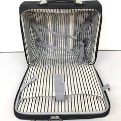 ss8140　ENTREE ソフトキャリーケース 黒 ジッパー式 2輪 横型 スーツケース ブラック 旅行バッグ 鞄 キャリーバッグ ハンドル伸縮可 トラベル 出張 ソフトキャリー 中古の画像