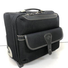 ss8140　ENTREE ソフトキャリーケース 黒 ジッパー式 2輪 横型 スーツケース ブラック 旅行バッグ 鞄 キャリーバッグ ハンドル伸縮可 トラベル 出張 ソフトキャリー 中古の画像