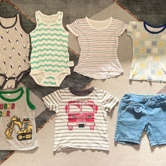 子ども服　ベビー服　90 まとめ　セット　肌着　Tシャツ　ロンパース　半袖　春夏の画像