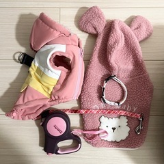 新品同様⭐︎ペット用品7点 towerフードボール・クレート・ベッド・服・首輪・リードの画像