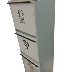 アスベル 分別ごみ箱 3段 ホワイト キャスター付きの画像