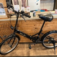 【SALE！防犯登録無料！】6段変速　20インチ折りたたみ自転車　ブラックの画像