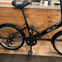 【SALE！防犯登録無料！】6段変速　20インチ折りたたみ自転車　ブラックの画像