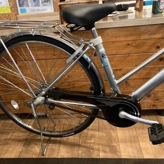 【SALE！防犯登録無料！Panasonicベルトドライブ】1発２錠　LEDオートライト　内装3段　27インチ自転車　シルバーの画像