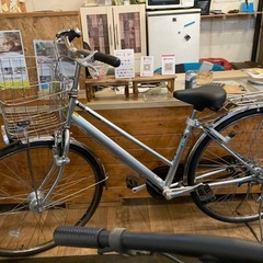 【SALE！防犯登録無料！Panasonicベルトドライブ】1発２錠　LEDオートライト　内装3段　27インチ自転車　シルバーの画像