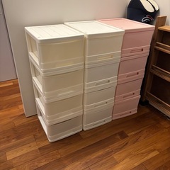 深型収納ケース1段/4個セット(ピンク)　の画像