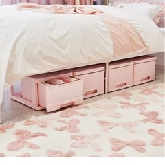 深型収納ケース1段/4個セット(ピンク)　の画像