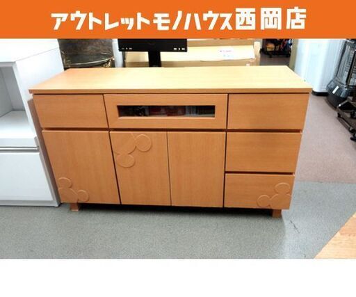 ベルメゾン ディズニー テレビ台 幅120㎝ たっぷり収納 ミッキーモチーフ リビング収納 TV台 ナチュラル 西岡店