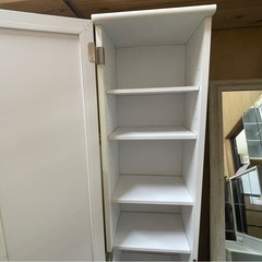 【リサイクルサービス八光】幅35　ミラー付きストッカー（ホワイト）の画像