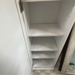 【リサイクルサービス八光】幅35　ミラー付きストッカー（ホワイト）の画像